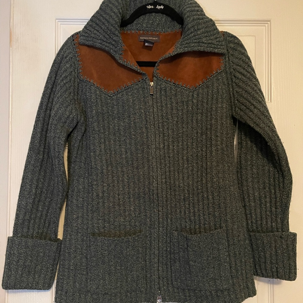 Banana Republic Green and Brown Cardigan Sweater